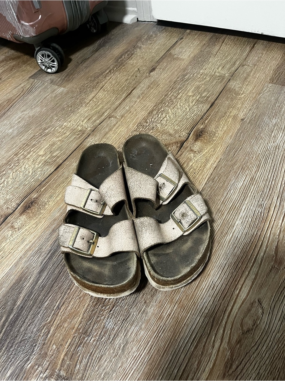 Birkenstock Metallic Light Pink Double Strap Sandals